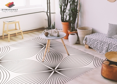 Fashionable vinyl rug floristic lines